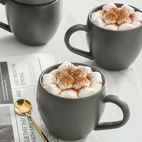 Miniatura 6 de Juego de 4 tazas de café de cerámica con asa, tazas de café de 16 onzas para capuchino latte cacao y té, tazas de café de cerámica con asa, tazas