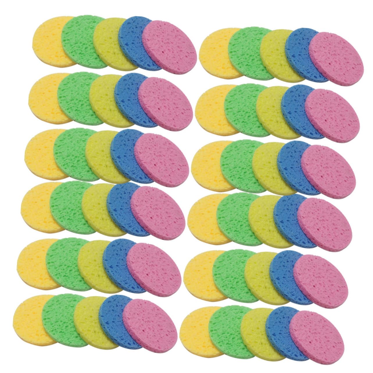Esponja Facial Redonda 50 Piezas de Celulosa para Limpieza y Desmaquillado