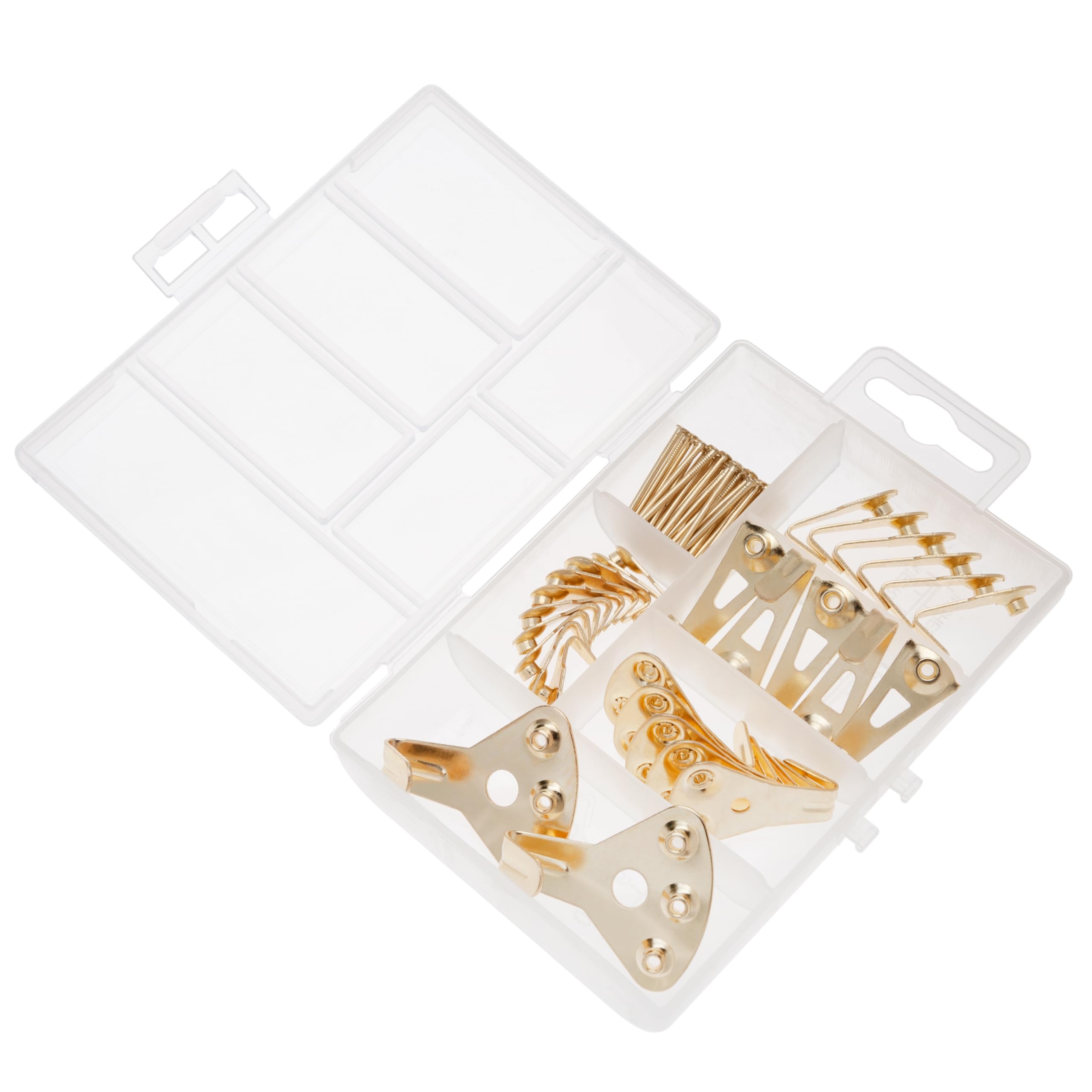 Kit para colgar cuadros Keple de 72 piezas con ganchos dorados y clavos