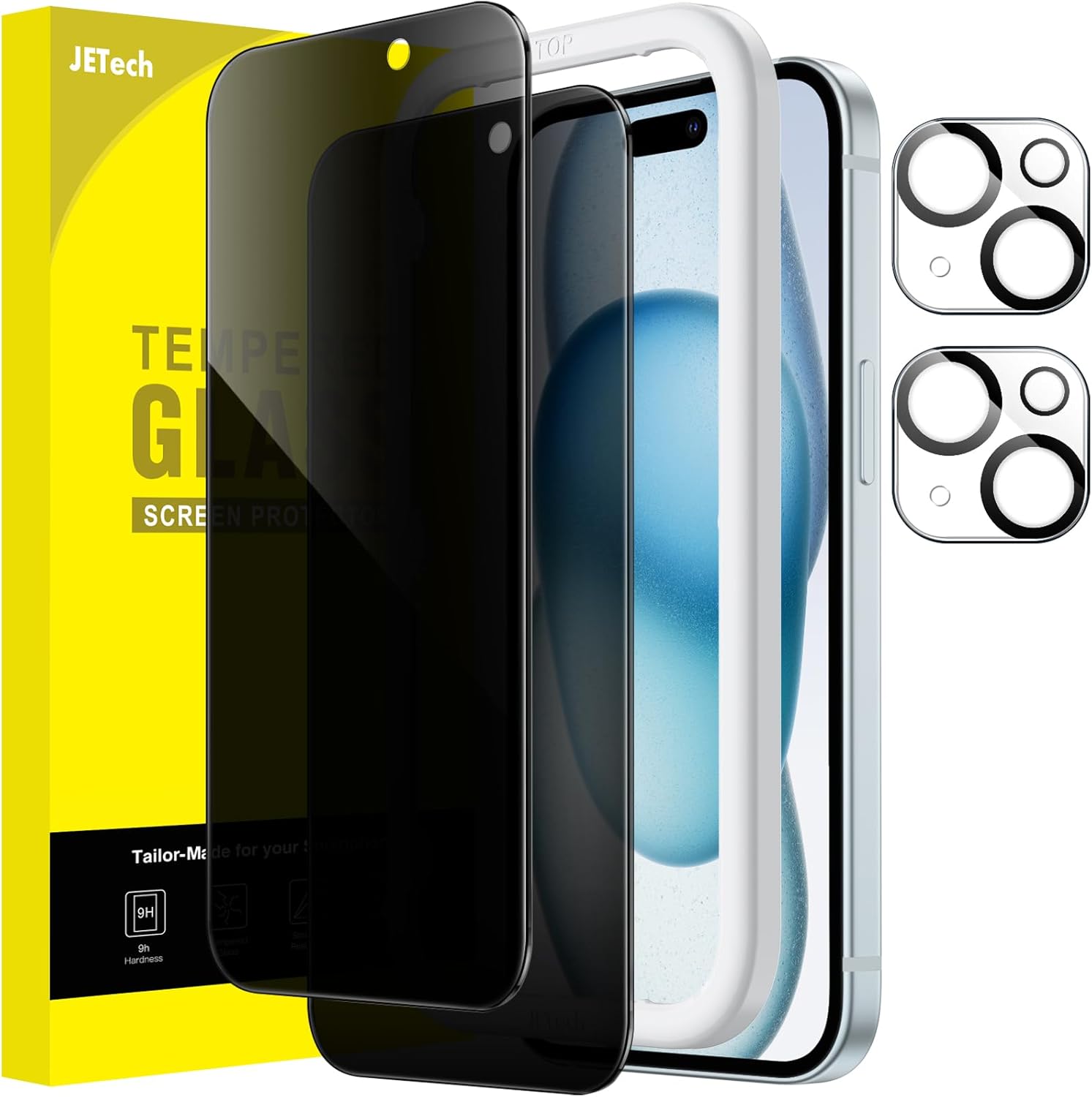 JETech Privacy Screen Protector for iPhone 15 Plus 6.7Inch with Camera