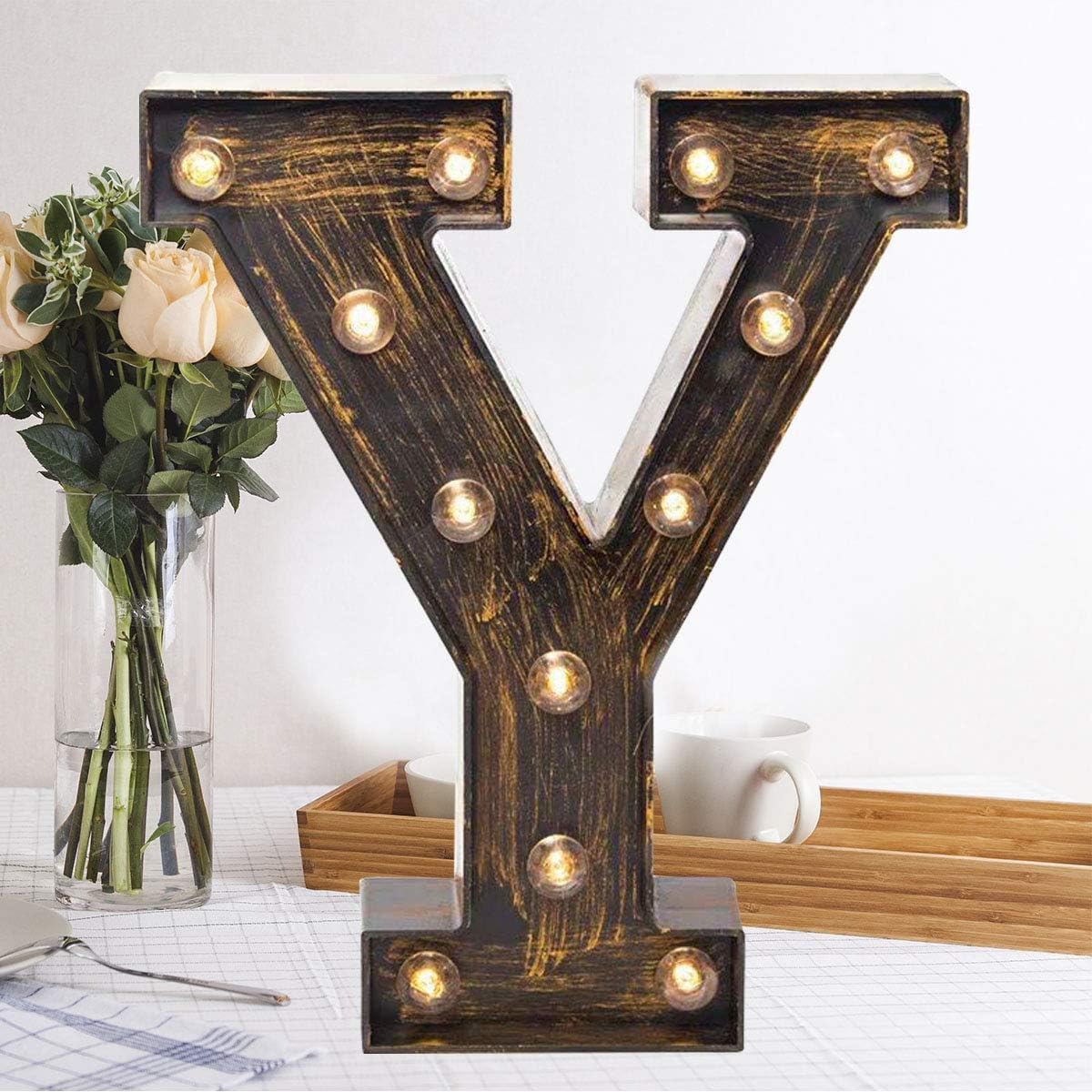 LED Letter Lights,Alphabet Light Up Sign, Battery Operated Decorative Letters for Home, Wedding, Party, Bar & Cafe Decor (Y)