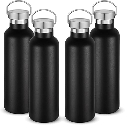 Miniatura 24 de Volhoply Botella de agua aislada de 24 onzas con boca estándar, tapa combinada de plástico y acero inoxidable, botella de agua de 304 18/8 de doble