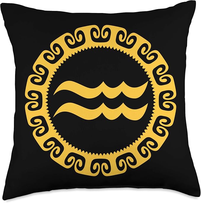 Aquarius Sign Vintage Water Bearer Zodiac Symbol Astrology Throw Pillow