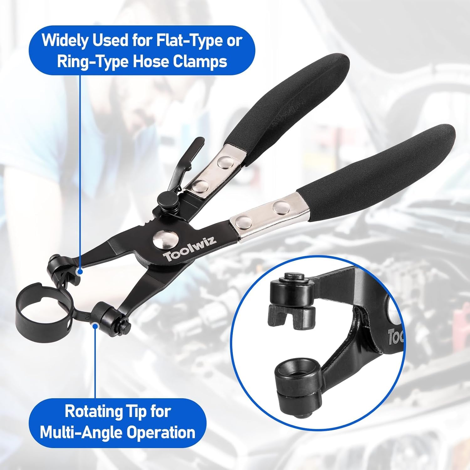 Toolwiz 120 szt. 6-25 mm zaciski do węży sprężynowych z obrotowymi szczypcami zaciskowymi do węża, 15 rozmiarów zacisków do węża, asortyment opasek sprężynowych, przewód paliwowy, wąż próżniowy