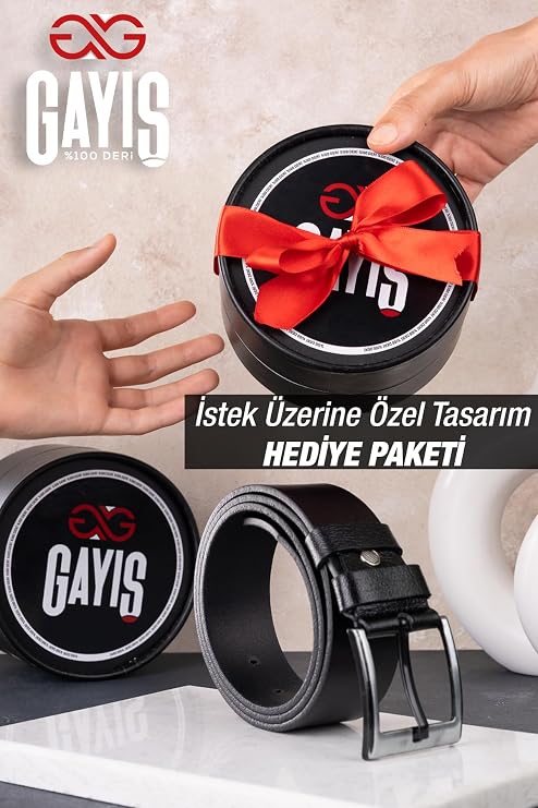 Özel Kutulu| Premium%1oo Hakiki Deri | Erkek Kot-Kumaş-Kanvas Pantolon Kemeri | İtalyan Deri Kemer