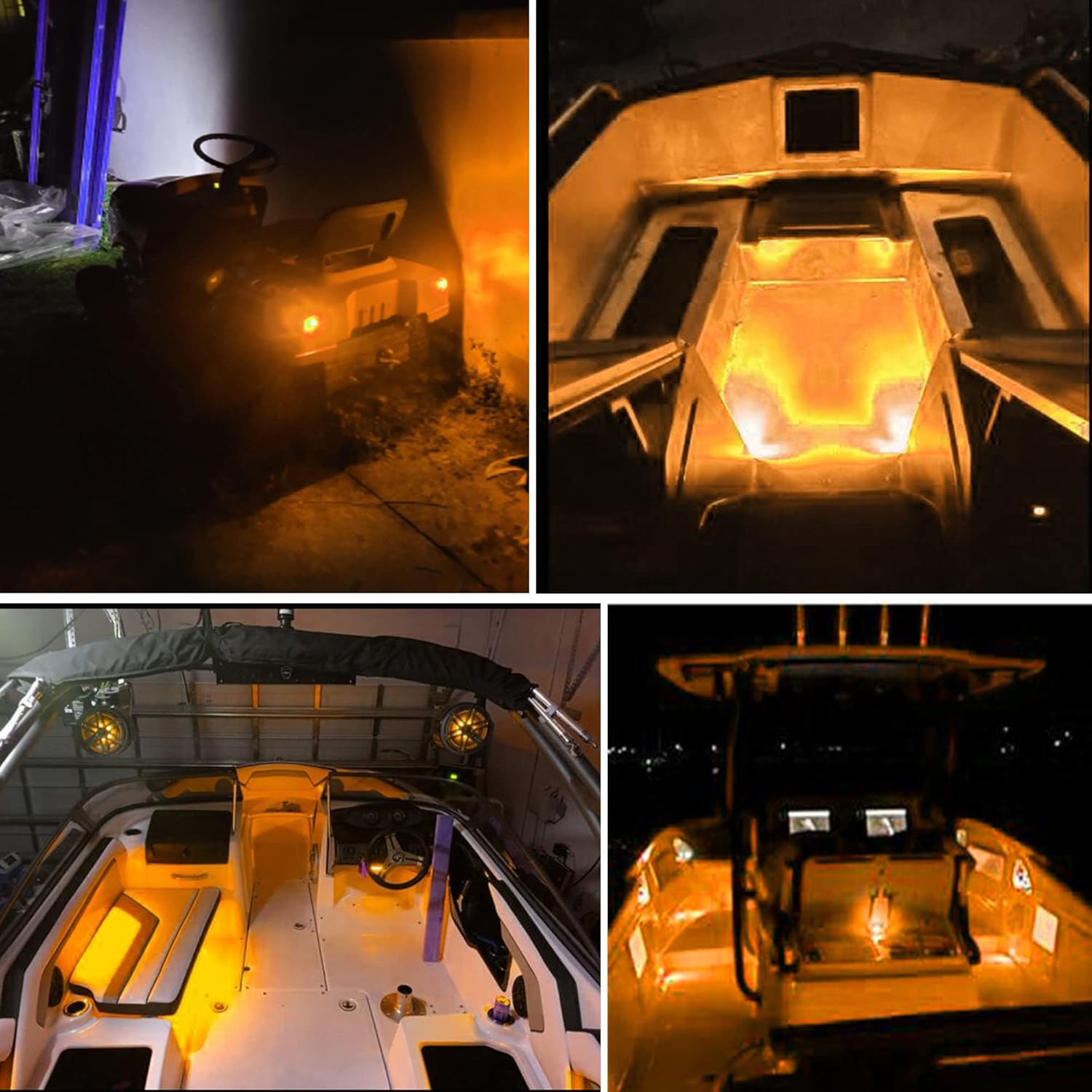4Pcs Amber LED Boat Light,Waterproof 12V 3in Round Navigation Interior Light for Marine Boat Deck Transom Mount Courtesy Light