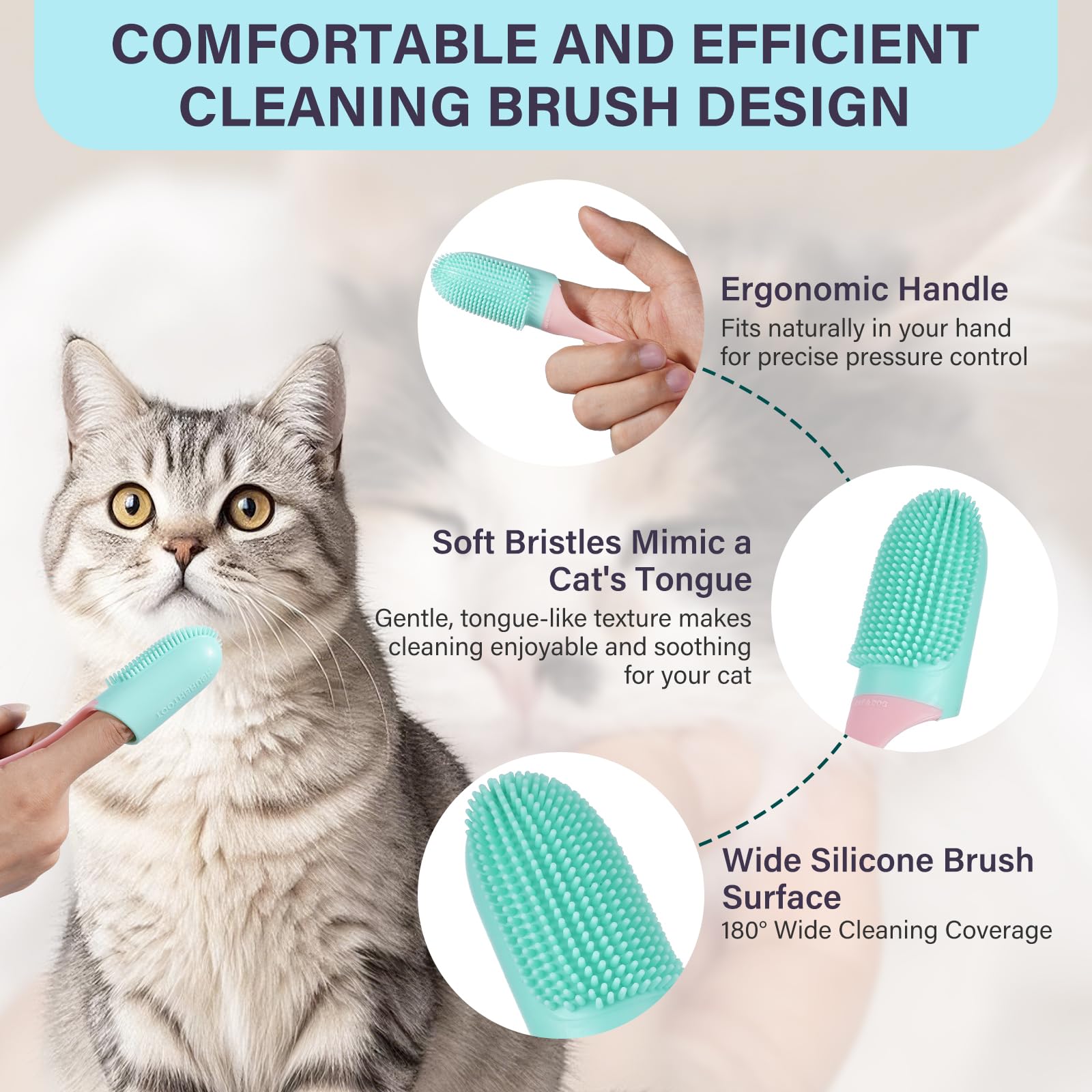 Nettoyant de Menton pour Chat, Traitement de l'acné pour Chat, Solution pour enlever l'acné et Les Points Noirs, Ensemble avec Brosse et lingettes Anti-acné, apaise et maintient Une Peau Saine, 65 ML