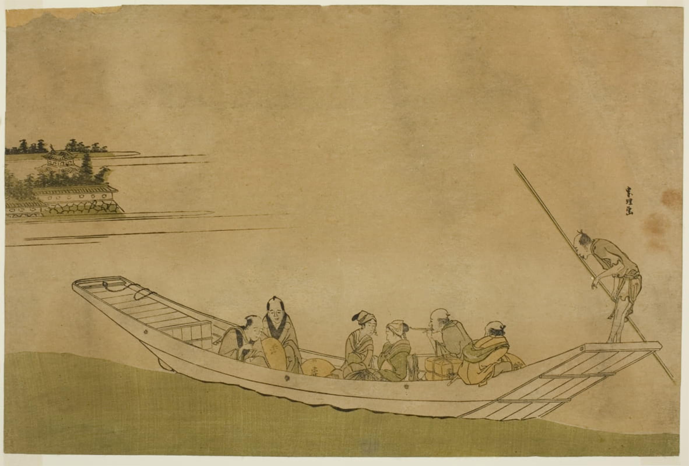SERENDIPITP Abstract Painting Mural Print Picture Wall Decor Painting Ferryboat by Katsushika Hokusai Vintage Wall Artwork for Home Decor 60x90cm