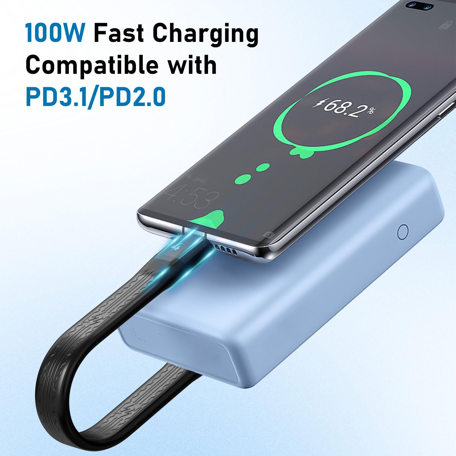 Gbformat Cavo USB C to USB C Corto 100W Maschio a Maschio Ricarica Dati Cavo Compatibile con Thunderbolt 4, Cavo USB Type C Corto 40 Gbps da 13cm Cavo Dati per Phone, Laptop