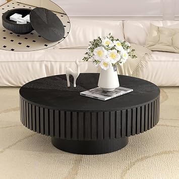31.5" Round Coffee Table with Storage for Living Room, Easy Assembly