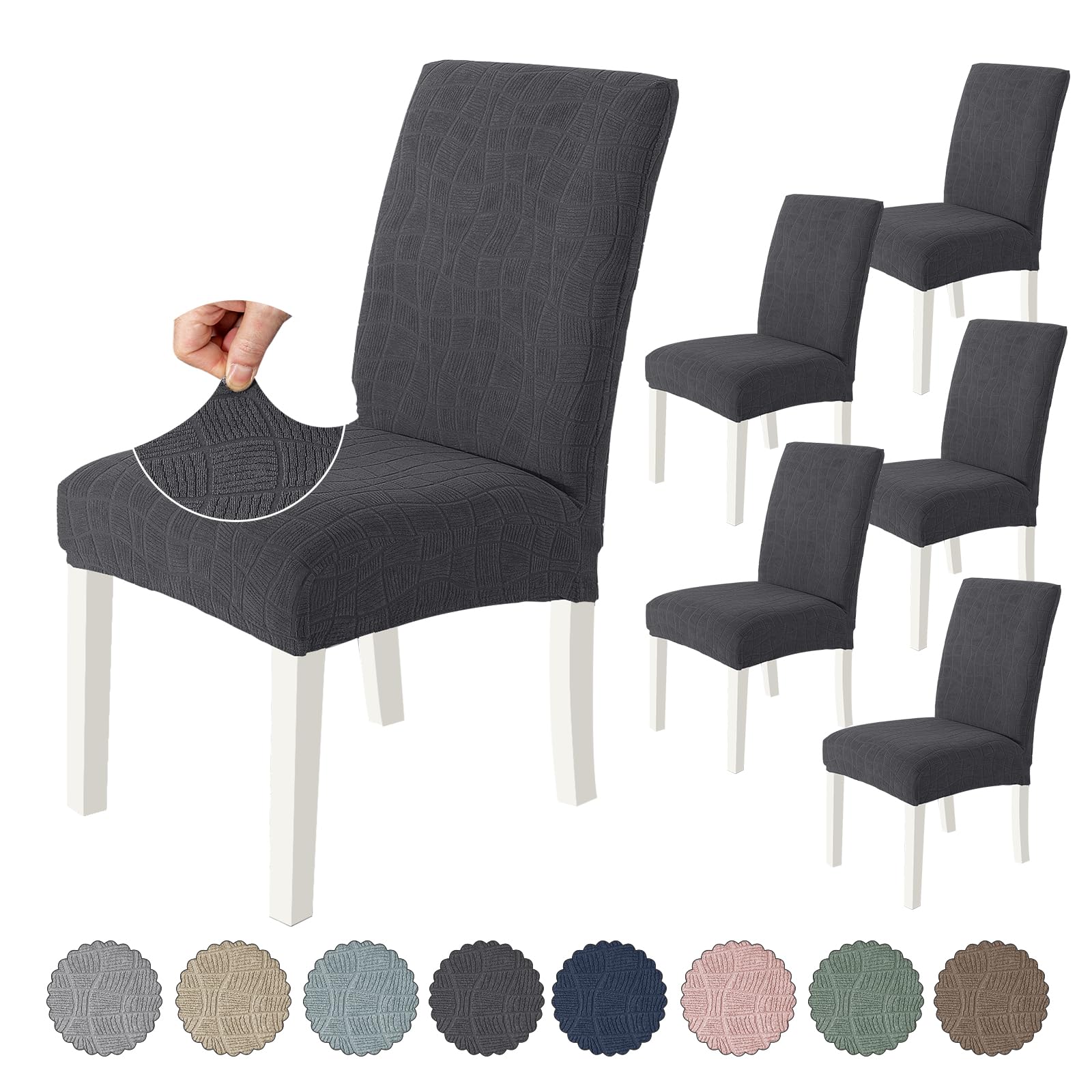Ystyle Fundas Sillas De Comedor Pack 6, Fundas Sillas Universal Ajustables, Funda para Sillas Elástica, Cubre Funda Protectora Sillas Lavables, Funda Protectora Sillas, Gris Oscuro