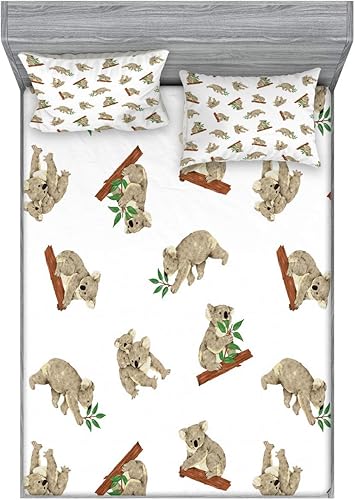 Miniatura 32 de Ambesonne Juego de sábanas bajeras y fundas de almohada de los años 90, patrón geométrico en estilo retro, formas redondas de triángulo de media