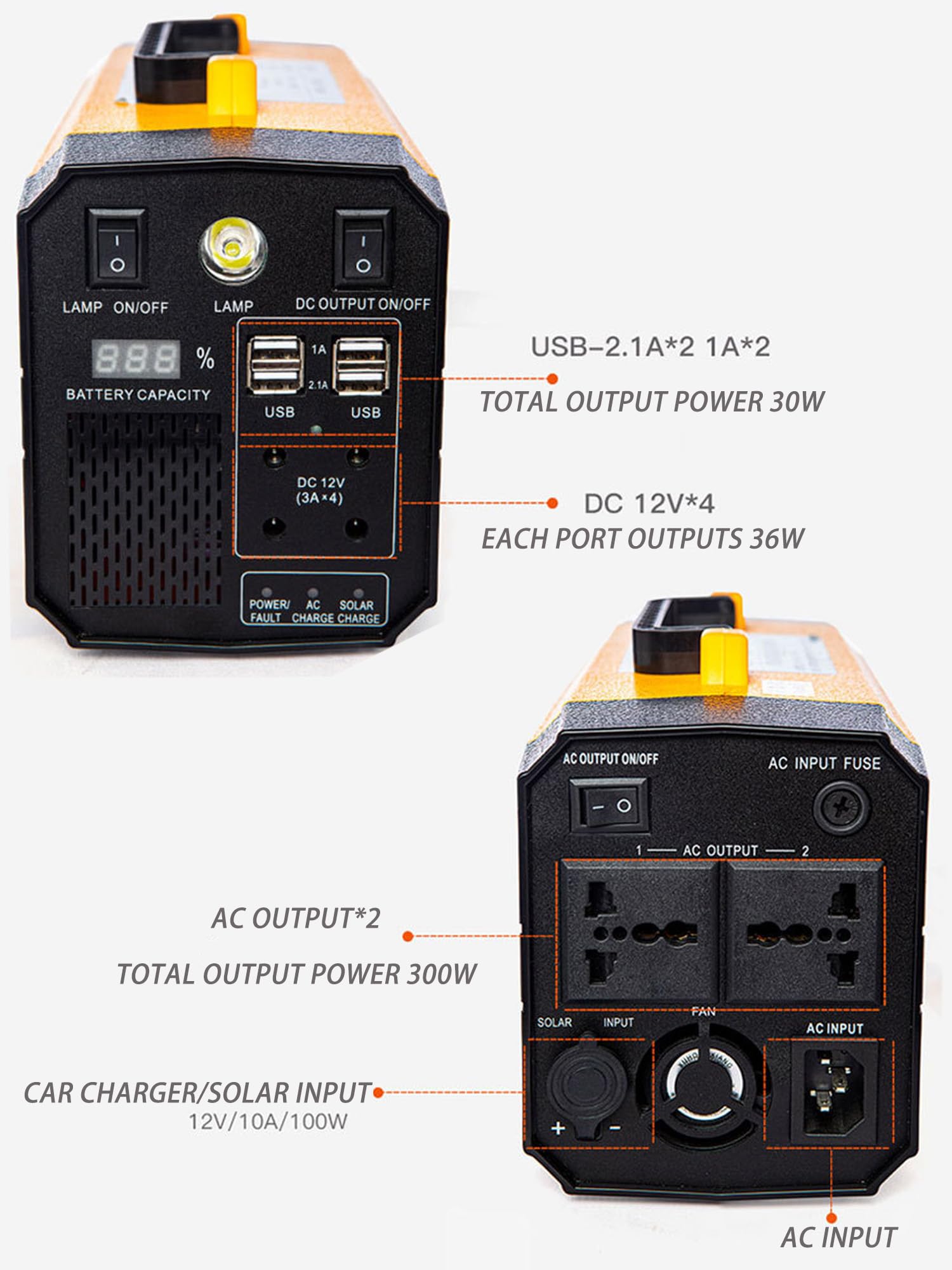 Przenośny zasilacz z gniazdkiem, 300W przenośny zasilacz do użytku na zewnątrz, solarny, bateria litowa, AC 110V/60Hz lub 220V/50Hz, DC 12V do biwakowania i kamperów (110v 60000mha)