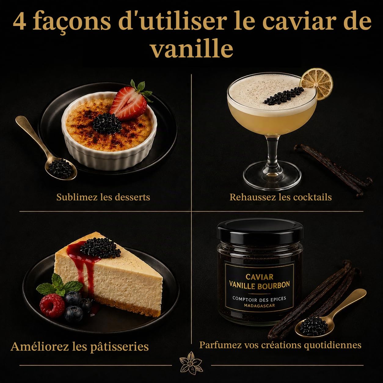 Caviar de Vanille 50g – Pulpe Pure de Vanille Noire Gourmet Madagascar – Qualité Ultra Premium – Direct Producteur Mada Organic – Idéal Pâtisserie & Gastronomie