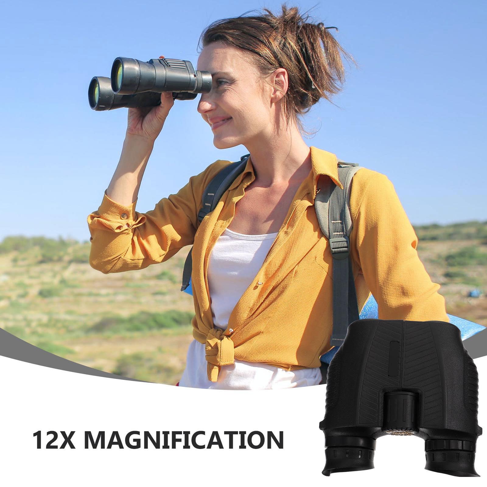 Binocolo 12x25 Nero in Gomma, Compatto e Portatile