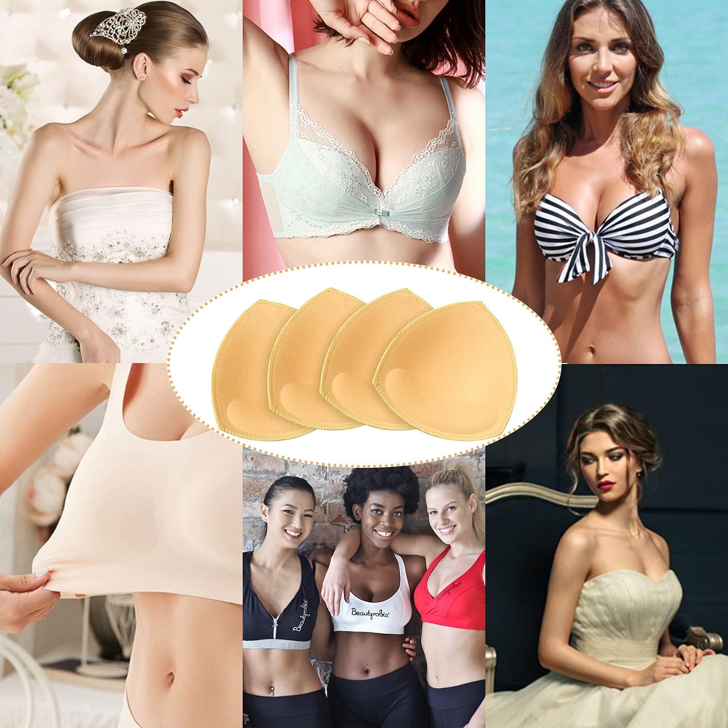 Bra Pads Inserts,Removable Sport Bra Cup Inserts Triangle Breathable Bra Pads for Yoga Bra,Swimsuits,Bikini - Image 7