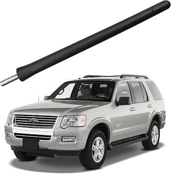 Ford Short Radio Antenna - Explorer 1999-2010, Sport 2001-2003, Sport Trac 2001-2010 - 6 3/4 Inch, Car Wash Proof, Internal Copper Coil Mast Replacement