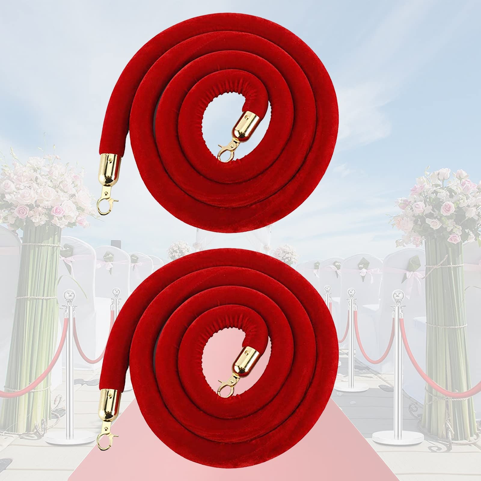 Elegante set di barriere in corda di velluto, confezione da 2, con resistenti corde retrattili per il controllo della folla, perfetta gestione delle code per matrimoni ed eventi