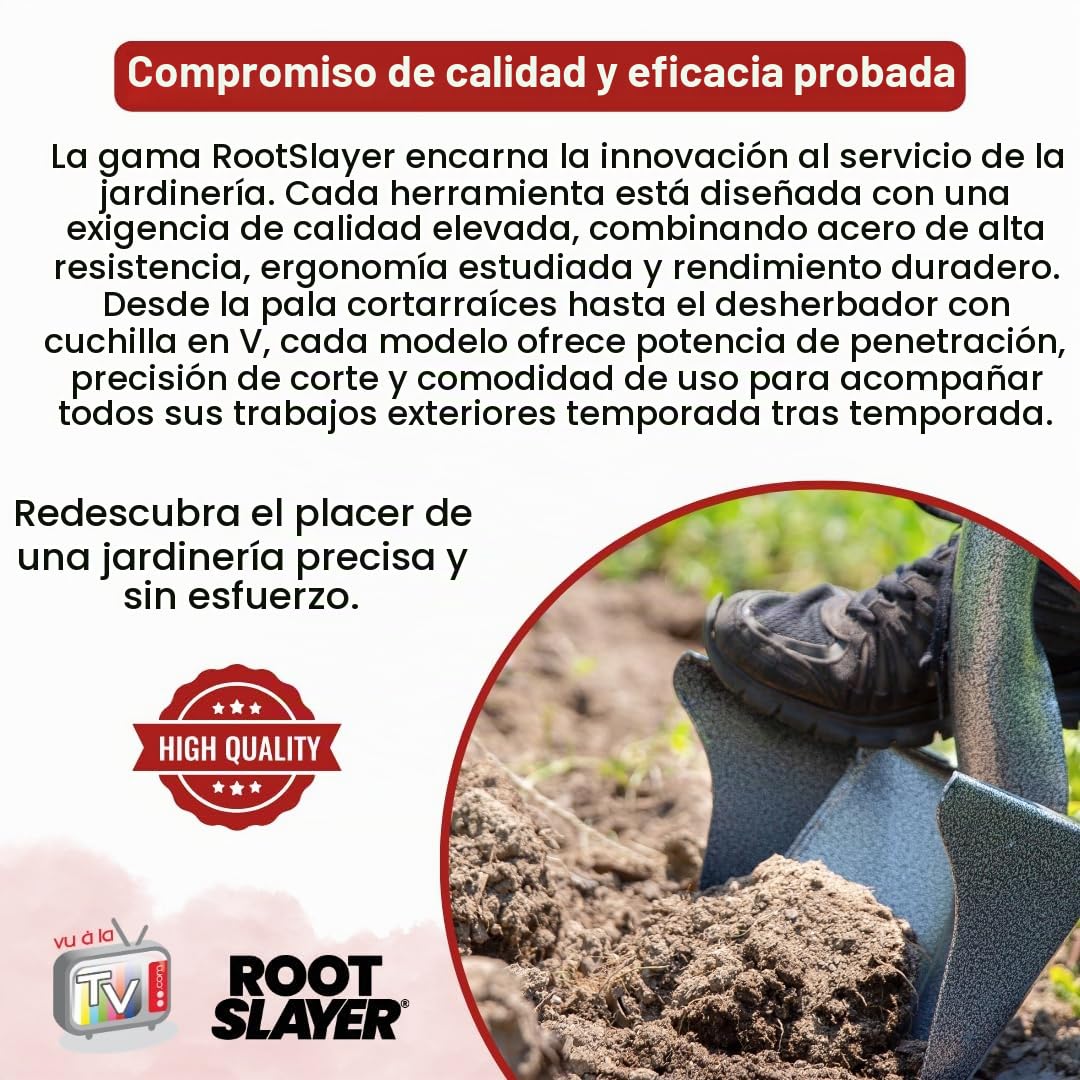 RootSlayer - Pala con Bordes (110 x 11 x 22 cm), Color Negro y Rojo