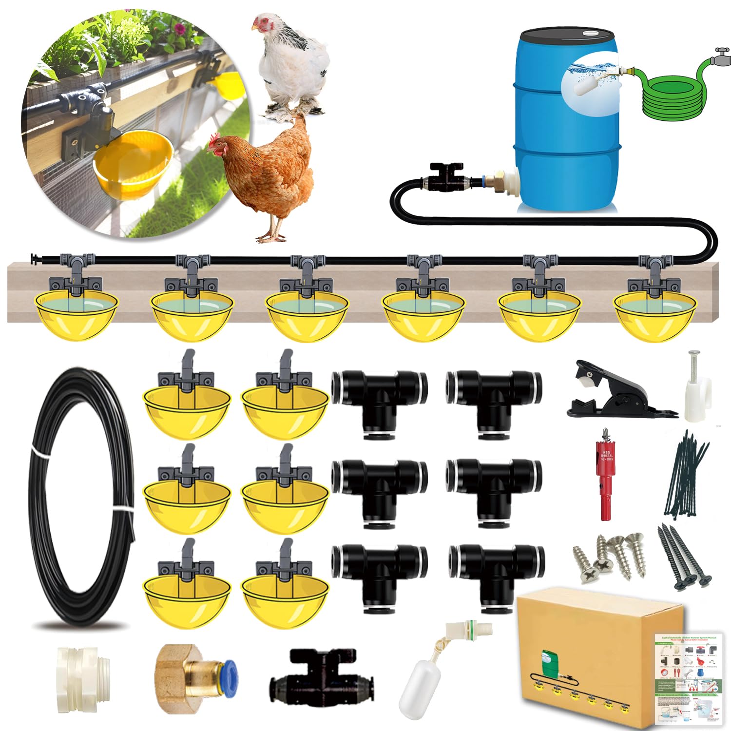 18ft Pipeline Automatic Chicken Waterer Set