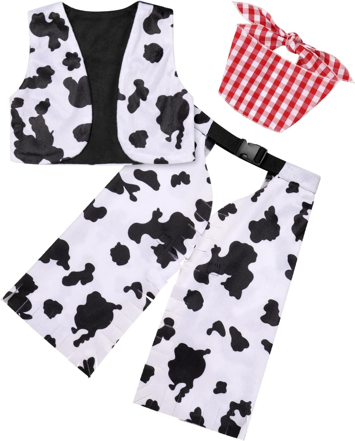OBEEII Infant Baby Cowboy Outfit Boys Faux Fur Vest+Pant+Banada 3pcs Set for Western Birthday Party