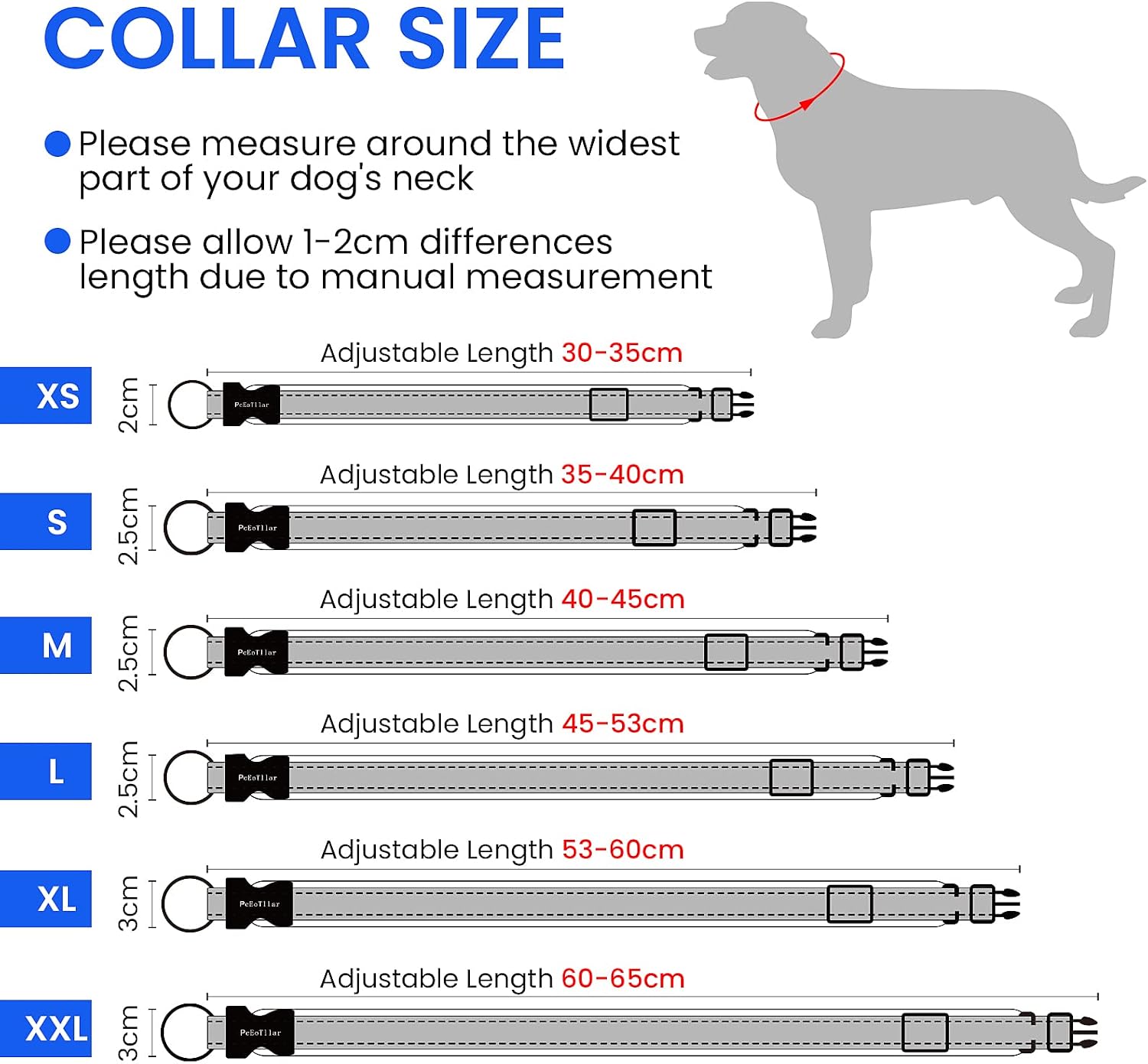 PcEoTllar Padded Dog Collar with Tag Reflective Adjustable Dogs Collars Soft Nylon Neoprene Super Light Breathable for Small Medium Large Dogs - Dark Blue S