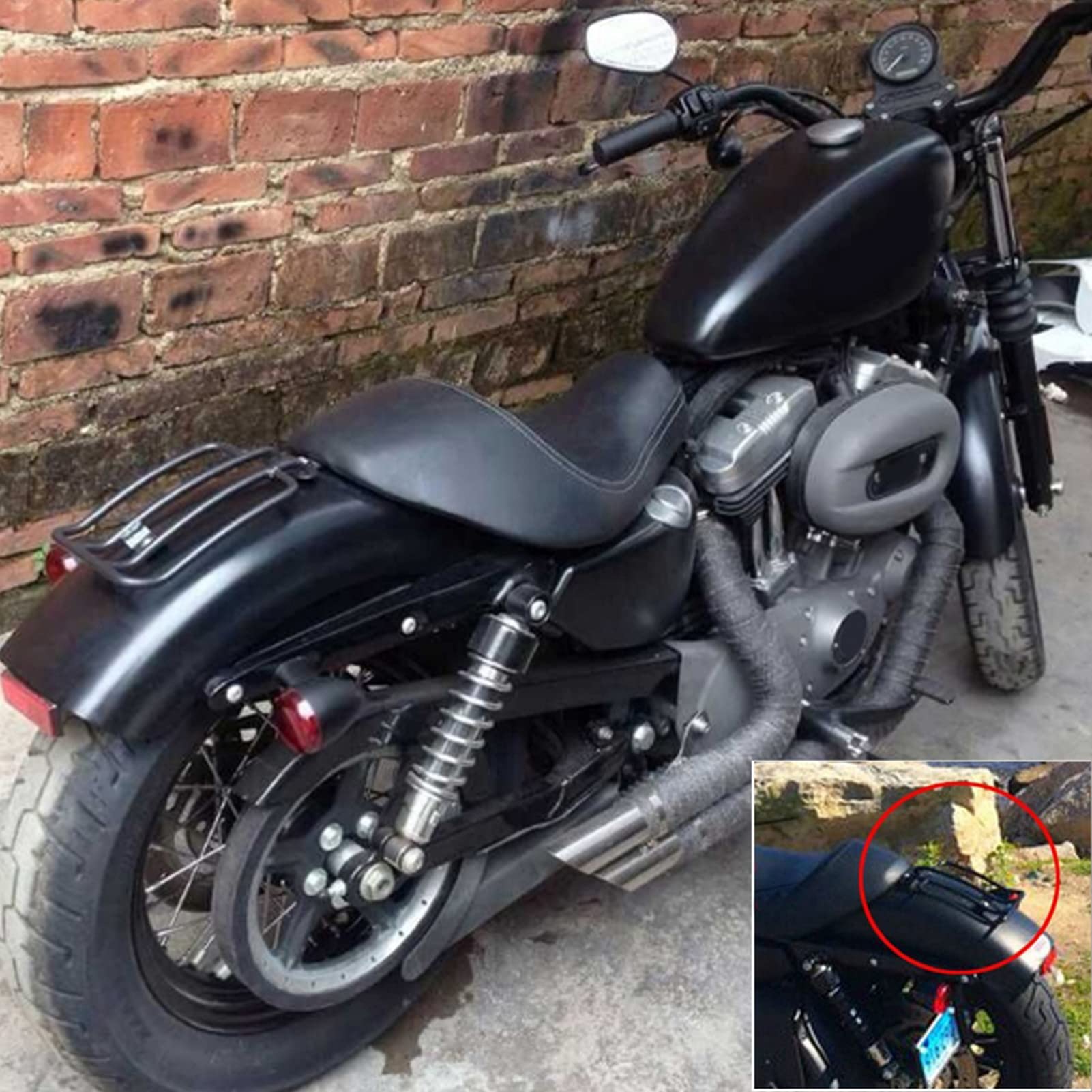 Yctze Motocyklowy bagażnik Żelazny zmodyfikowany tylny wspornik bagażnika do XL883 / 1200 X48 (czarny)