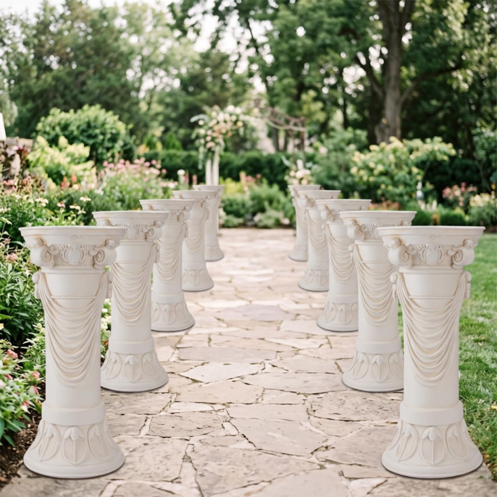 Colonna Decorativa Colonna Romana Piedistallo Pilastro Sollevatore per Sculture in Ossido di Magnesio con Finitura Crema , Colonna Romana 3, Altezza 63 Cm, Diametro 32 Cm, Peso 7350 G