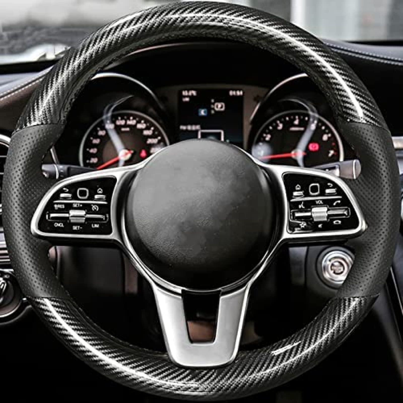 abrupt Pokrowiec na kierownicę samochodu do Mercedes-Benz klasy A klasy B klasy C, pokrowiec na kierownicę samochodu, oddychający, odporny na zużycie, pokrowce na kierownicę akcesoria do wnętrza samochodu