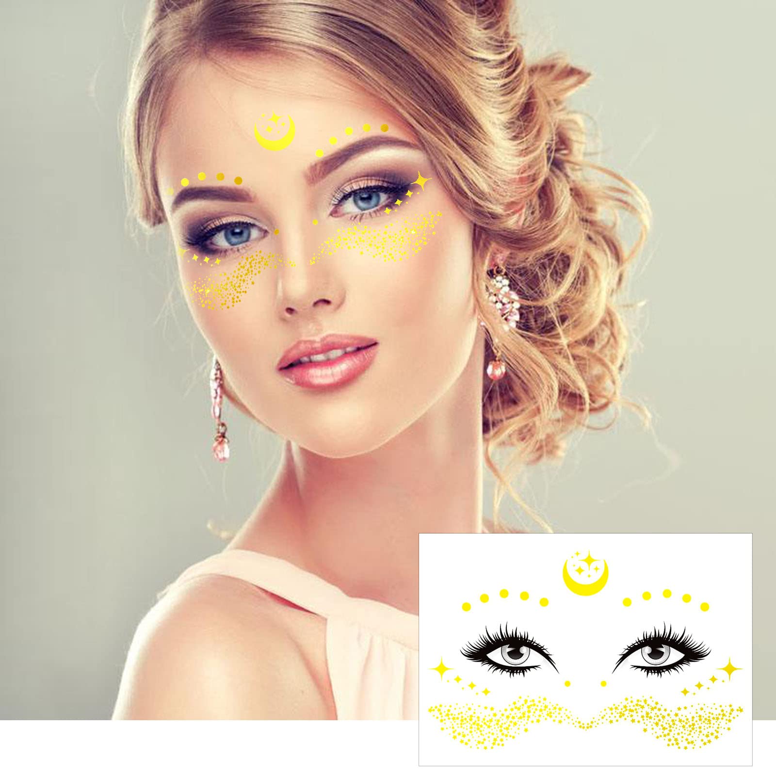 Dtoterul 9 Tatouage Ephemere Femme Doré, Autocollants de Tatouage Ephémère Doré Métallisé, Tattoos Imperméables Autocollants, Aux Adultes, Filles