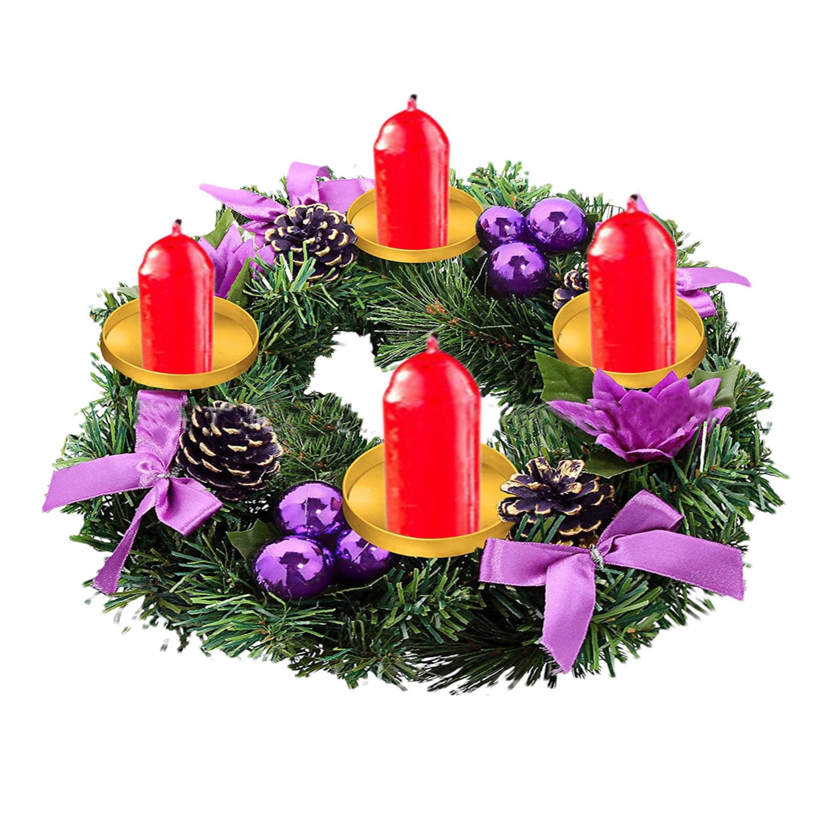 Fenytay Adventskranz, Kerzenständer Rund, Weihnachtsdeko Adventsgesteck Weihnachtsgesteck, Weihnachtskranz Dekokranz Kerzenkranz Adventsleuchter, Weihnachts-Adventskranz, Weihnachtsdeko Tischkranz Küche, Haushalt & Wohnen