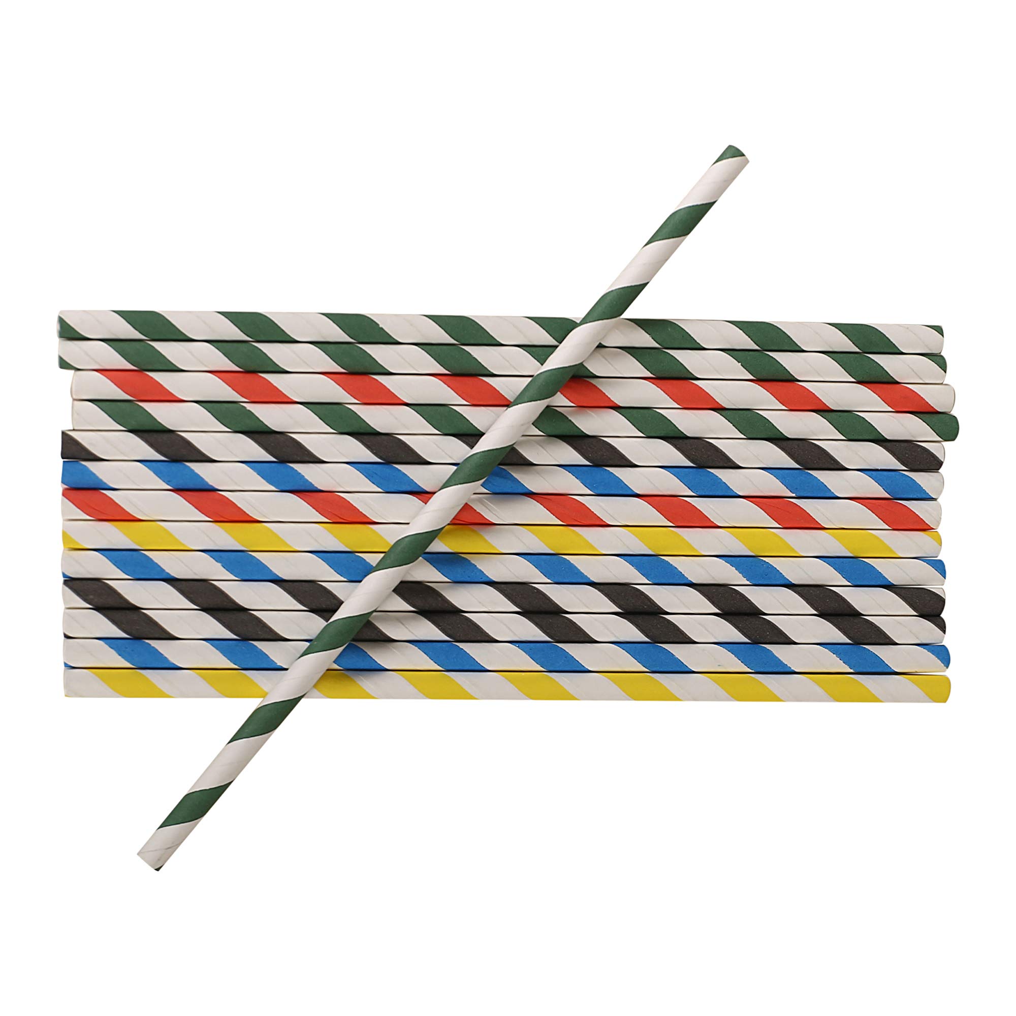 Lot de 200 pailles biodégradables – Pailles en papier à rayures arc-en-ciel pour jus, milkshakes, smoothies et décorations de fête