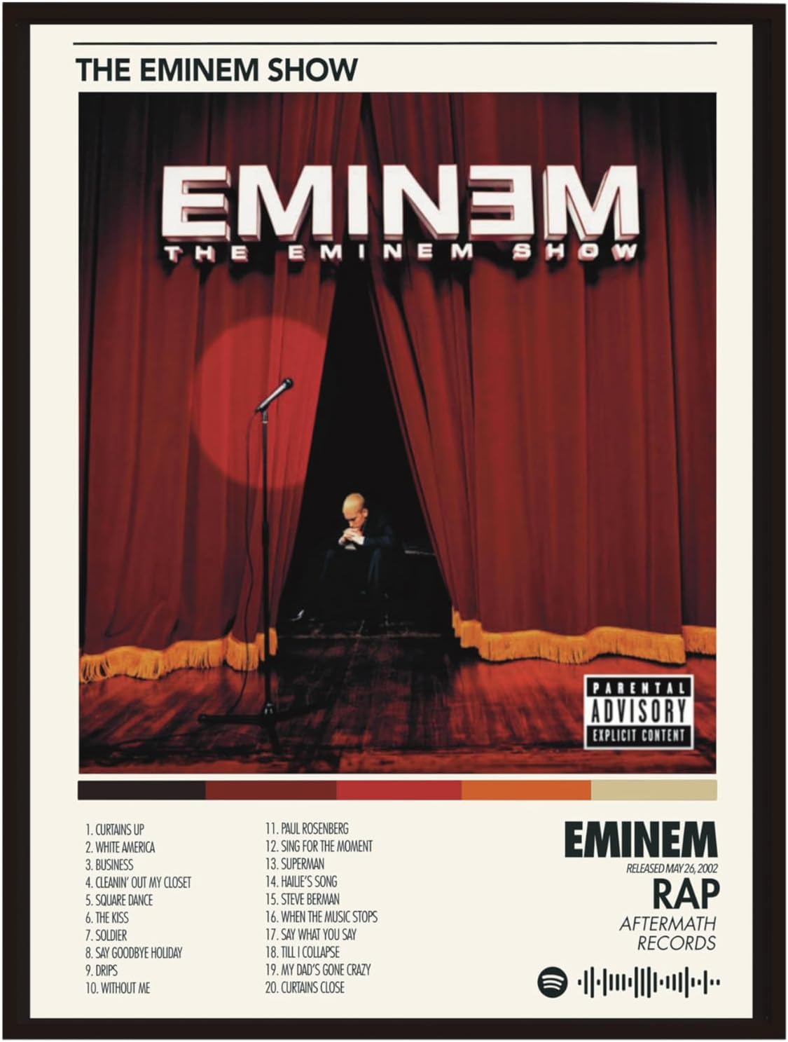 - BLINKART Eminem - Eminem Show Wall Photo Frames | Wall Art for Bedroom, Living Room, Studio or Office | Album Cover Print with Spotify Song Link QR Code | Gift for Fans | Decorative Music Wall Art - 8x12 In