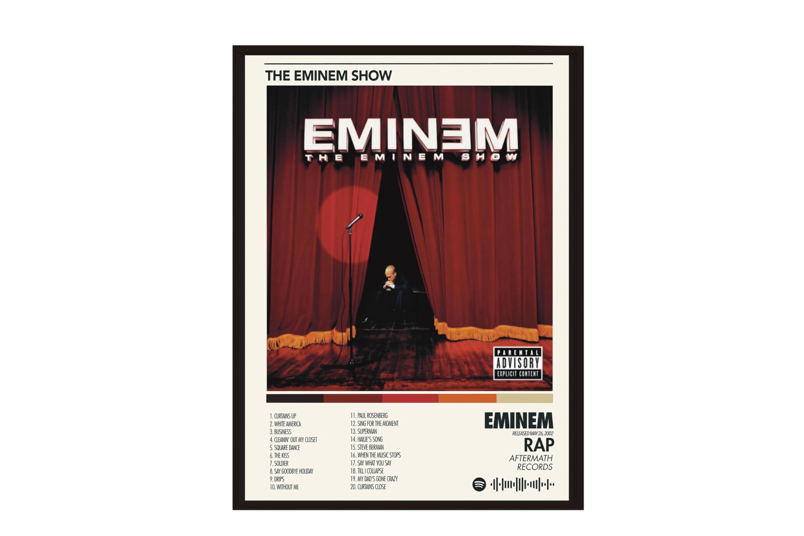 BLINKART Eminem - Eminem Show Wall Photo Frames | Wall Art for Bedroom, Living Room, Studio or Office | Album Cover Print with Spotify Song Link QR Code | Gift for Fans - 8x12 In