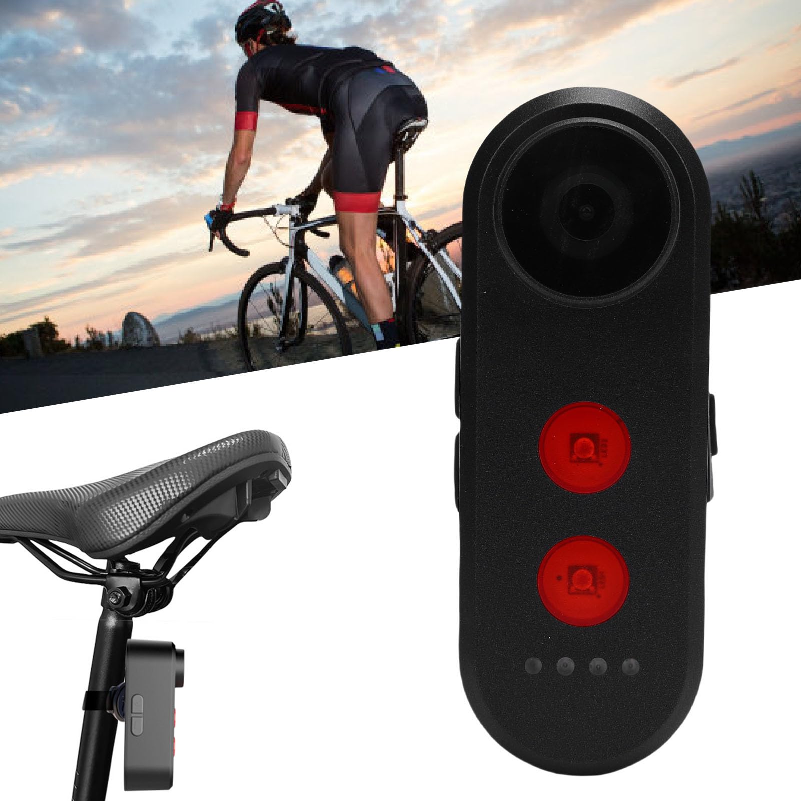 Kamera Rowerowa, Wodoodporna, ładowalna, Kamera Cofania 1080P, Nagrywanie w Pętli Rowerowej z Tylnym światłem, Szeroki Kąt 140° do Jazdy nocą