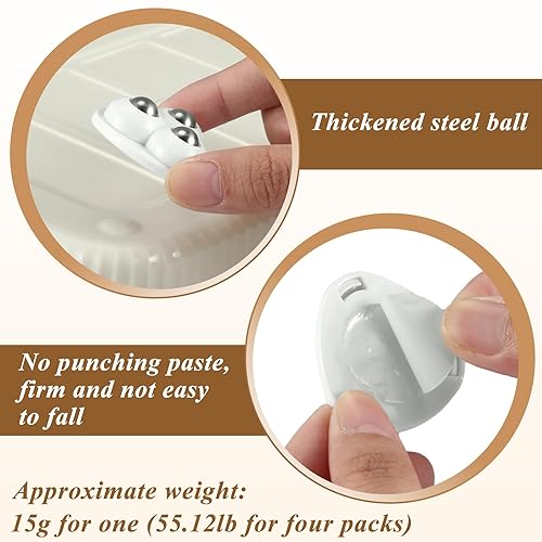 Miniatura 3 de Honoson 16 ruedas giratorias autoadhesivas, mini ruedas giratorias de acero inoxidable, rueda universal de rotación de 360 grados, polea adhesiva