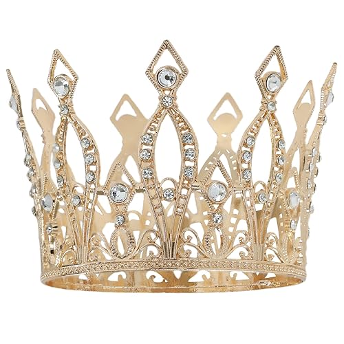 Corona para torta de reina barroca, tiara alta con diamantes de imitación, decoración para el cabello para mujeres, damas, niñas, novia, novia,