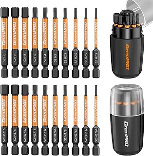 20Pcs Allen Wrench Drill Bit Set, 1/4” Hex Screwdriver Bit Set, S2 Steel Impact Driver Bit Set with Storage Organizer, CNC Machined Tips with Magnetism
