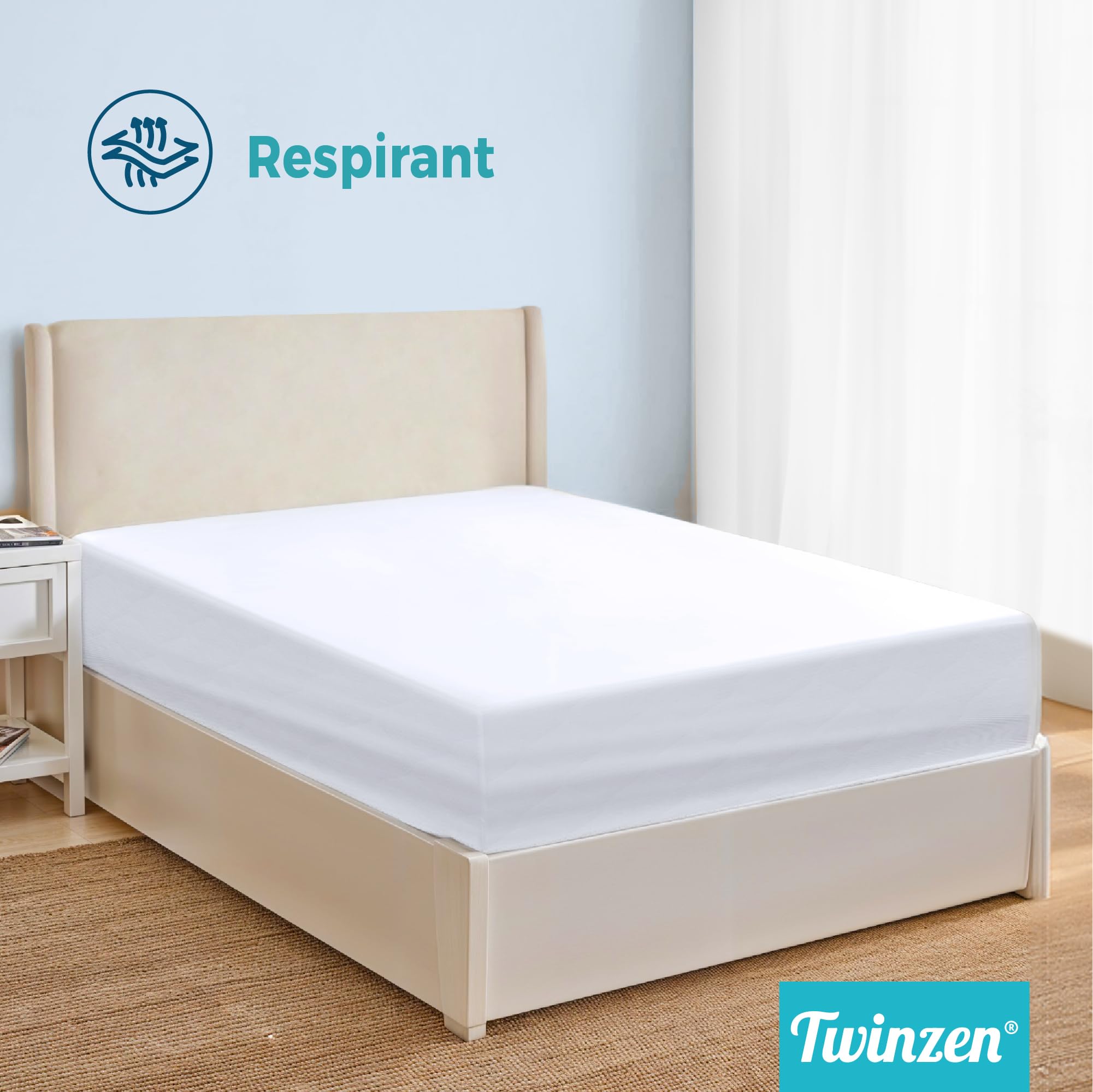 Twinzen - Protege Matelas 160x200 - Protection Imperméable et Respirante - Alèse 160x200