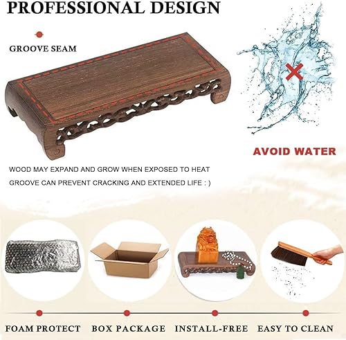 Miniatura 6 de LINRUI Small Altar Table, Meditation Table Altar, Hand Carved Natural Brown Wooden Witch Altar, Witchcraft Puja Table Stand Decorative Riser Tray