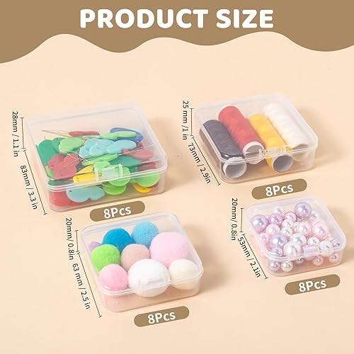 Miniatura 2 de LJY 32 contenedores cuadrados vacíos de plástico transparente con tapas para objetos pequeños y otros proyectos de manualidades