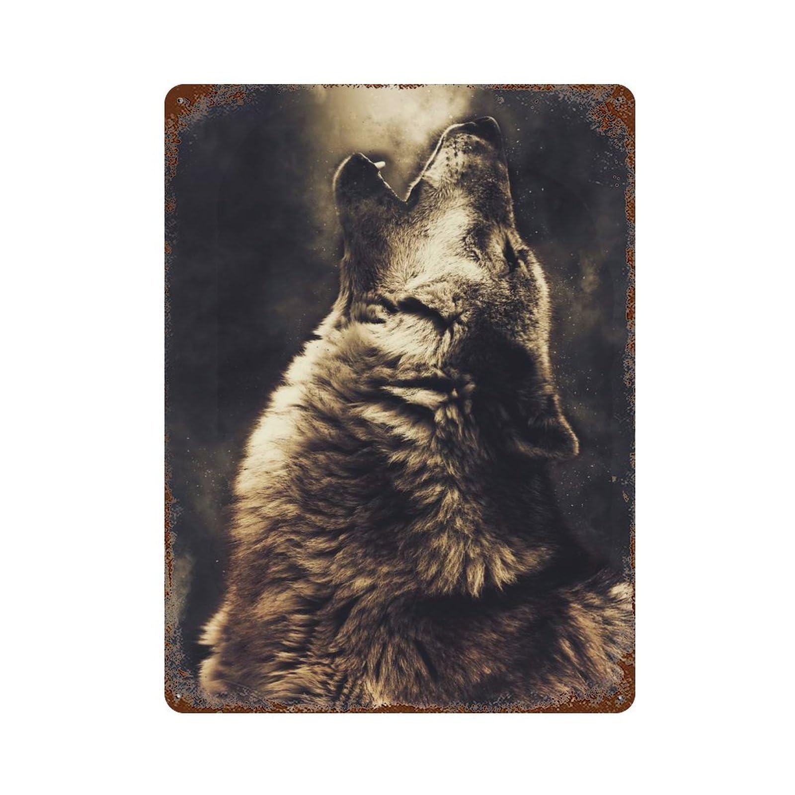 Wolf 3 Retro Metal Sign 15.7"x11.8", for Bistro, Counter And Cafe Decor, Rustic Home Decor
