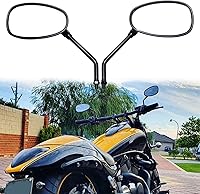 RichChoices 10mm Black Oval Rearview Side Mirrors for Honda Kawasaki Suzuki Cruisers Scooters - Adjustable Clear Vision