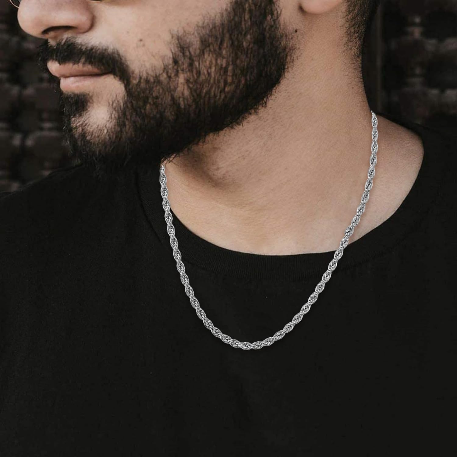 2PCS Chains for Men, Stainless Steel Twist Rope Chain Necklace for Women,Gold/Silver/Black Chain Necklace Gifts - Image 3