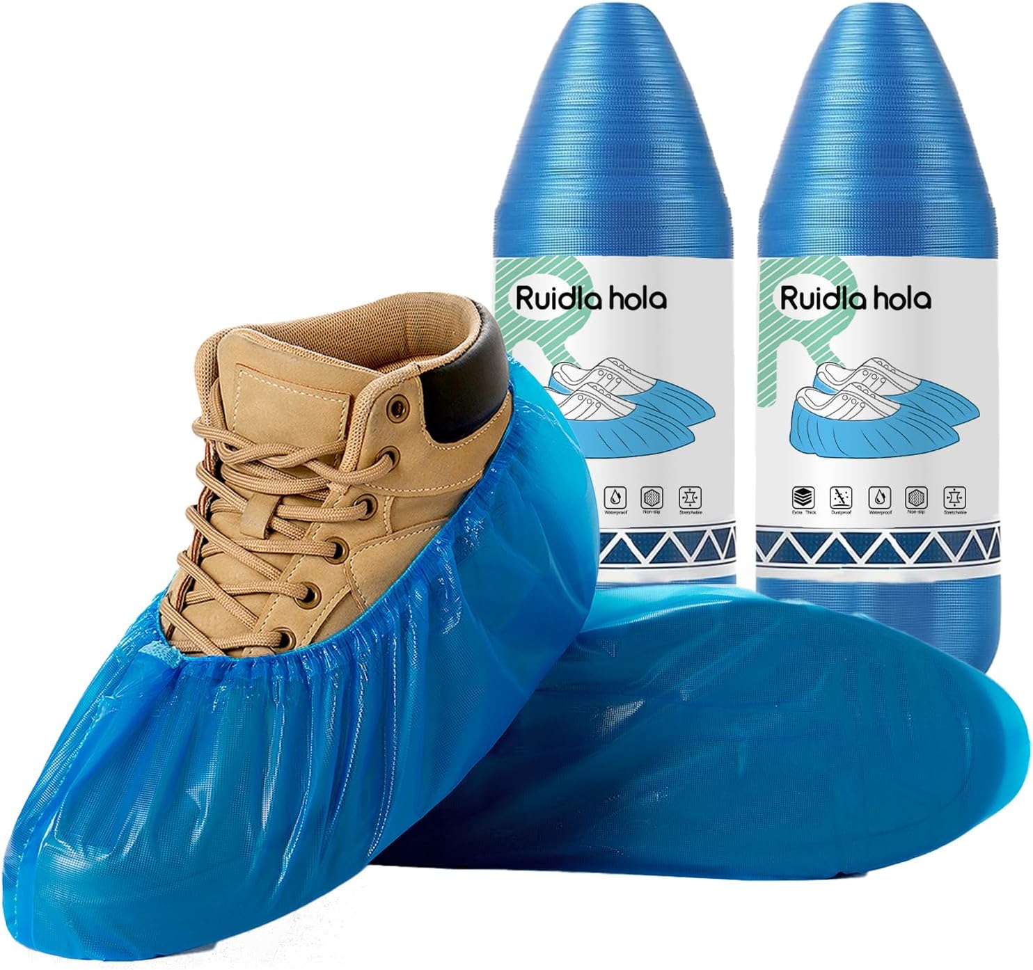 Shoe Covers Disposable – 140 Pack (70 Pairs), Roll-Pack CPE Boot Covers, Waterproof, Stretchable, Fits Up to Men’s 10 / Women’s 12, Ideal for Indoor & Outdoor Use, Easy Storage – Blue