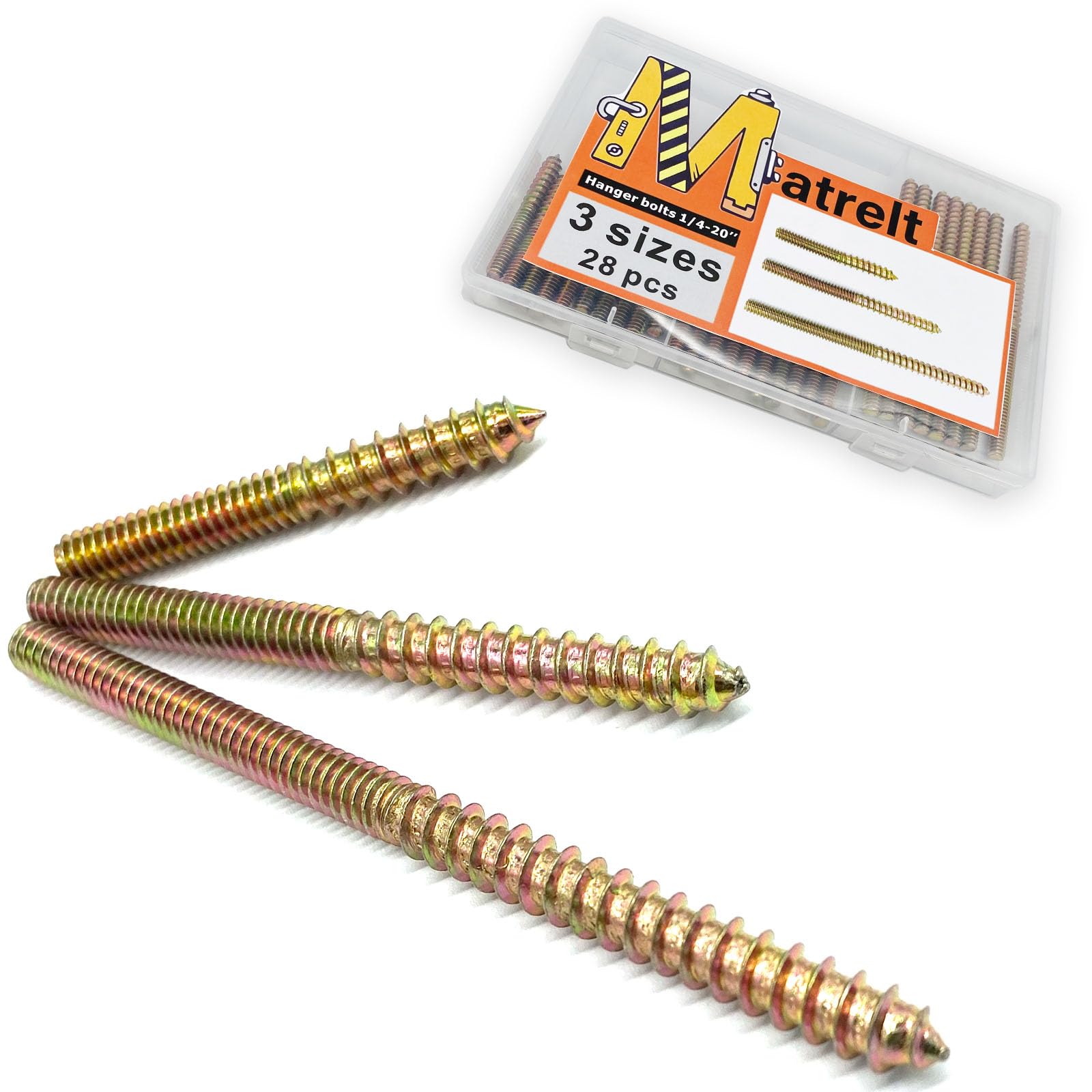 41 Pack Hanger Bolts - 1/4-20" Wood Screws & Driver -18