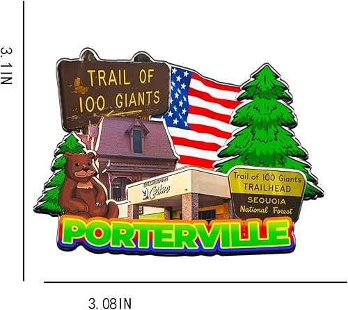 Miniatura 3 de Porterville - Imán de madera para nevera, diseño 3D de California, Estados Unidos, decoración de recuerdos coleccionables de viaje, hecho a mano,