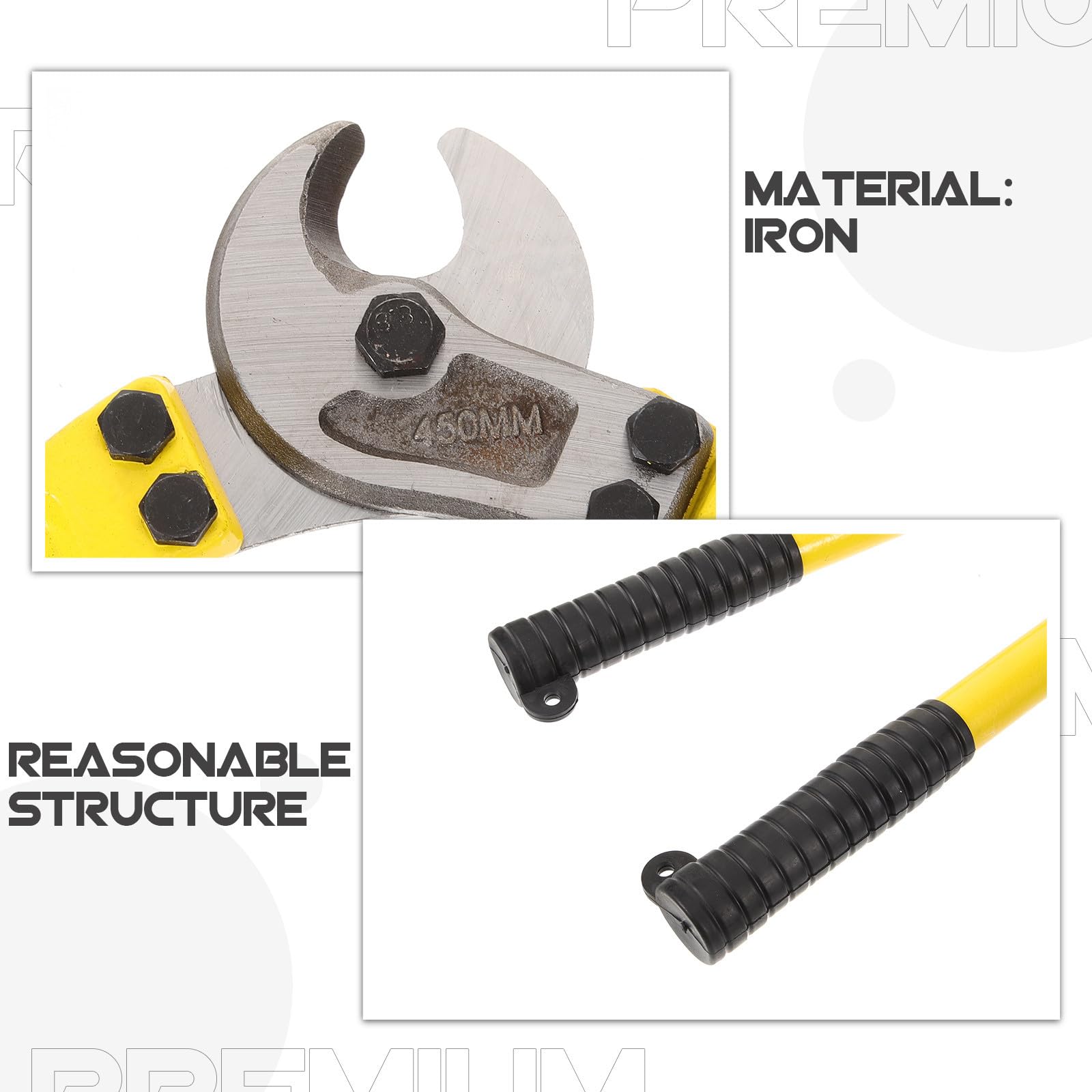 Tronchese per Cavi Heavy Duty 18 Pollici in Ferro Giallo | Taglio Manuale, Pulizia Semplice, Utensile da Elettricista per Filo e Rame, Versione Multiuso