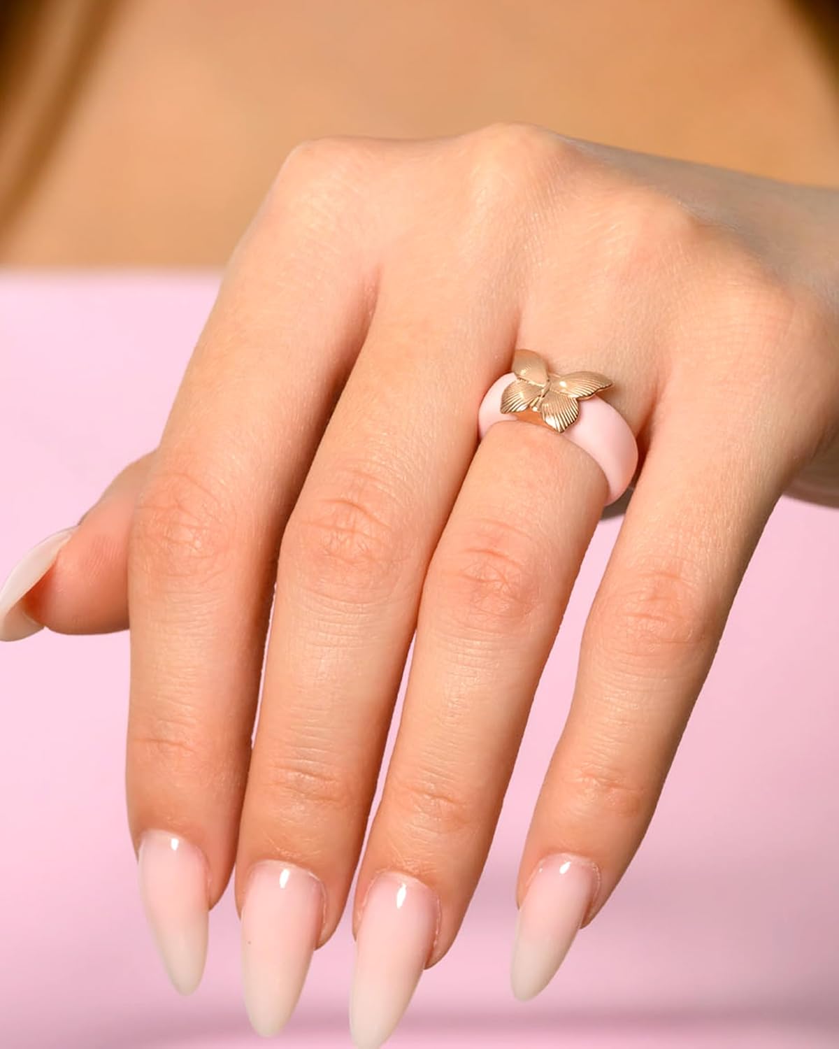 Rinfit Womens Silicone Ring with Stainless Steel Butterfly - Rubber Wedding Bands - Patent Pending - Image 3