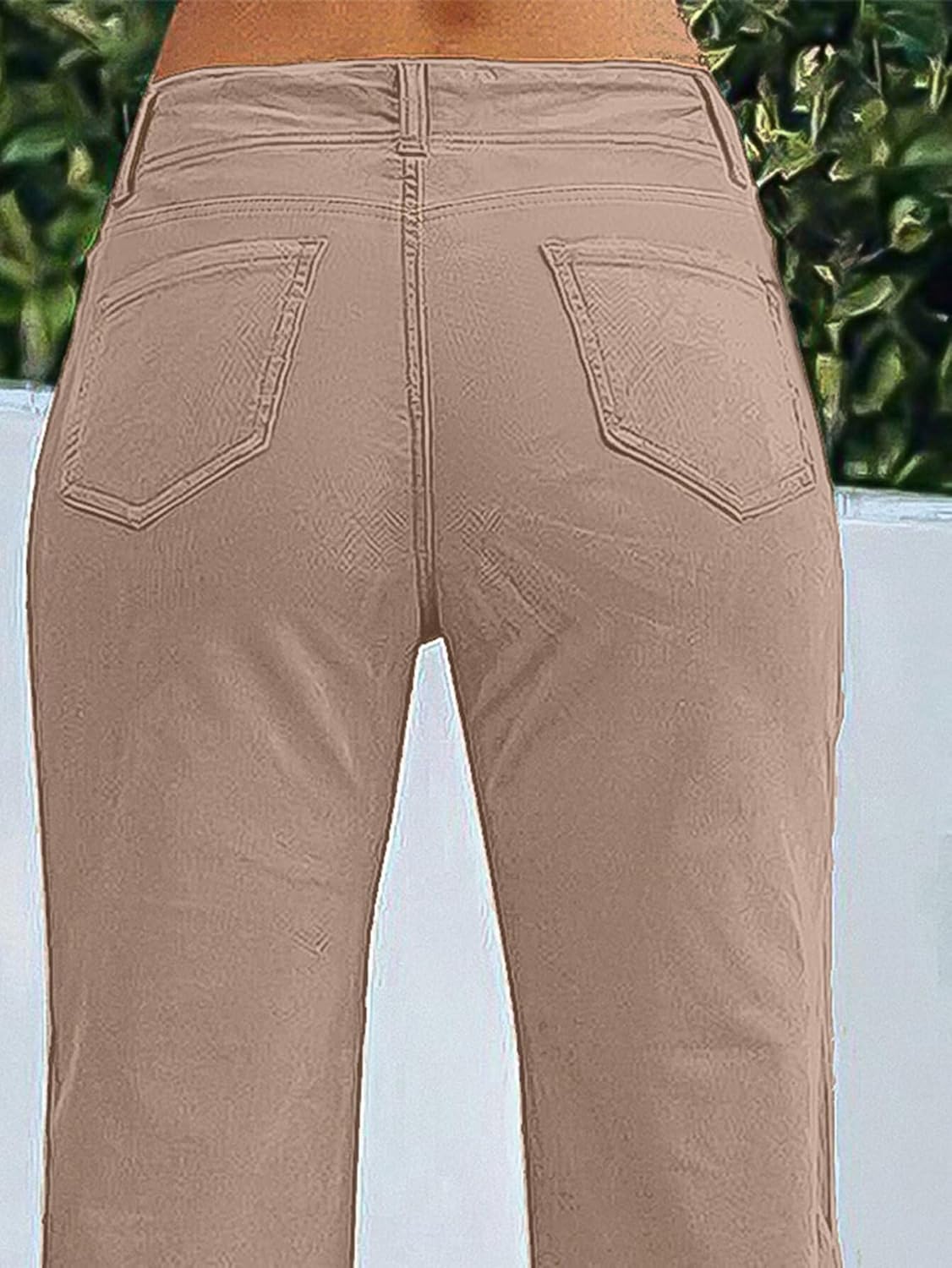 Flamingals Women’s Wide Leg Pants for Women Mid Waist Dress Flare Straight Leg Corduroy Pants Workout Jeans Trendy